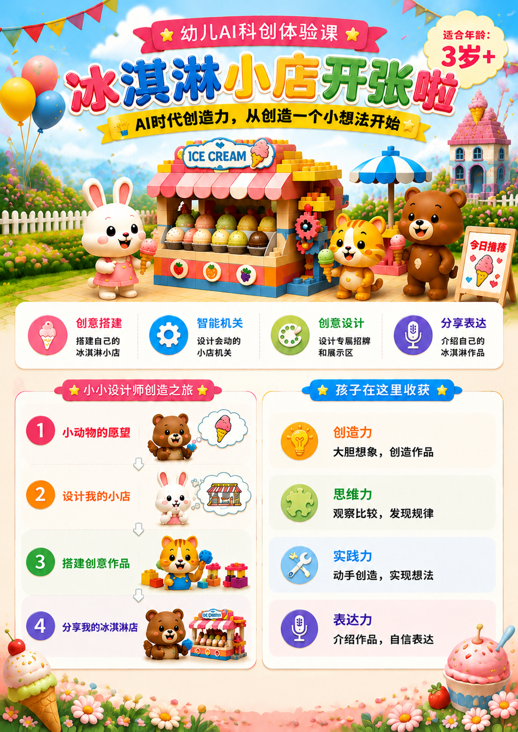 C1 · 创想乐园 · 冰淇淋小店开张啦丰富版海报